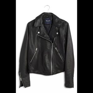 NWT Madewell Washed Leather Moto Motorcycle Jacket XXS Black $498 E0488 FitlikeS